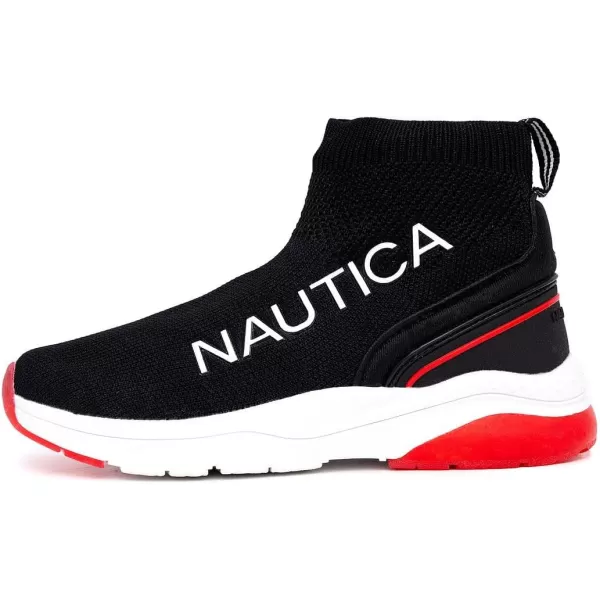 Nautica Kids Silas HighTop Sock SlipOn Sneaker with Enhanced Ankle Support  Available in Big Kid Little Kid and Toddler Sizes for Boys and GirlsBlackRed