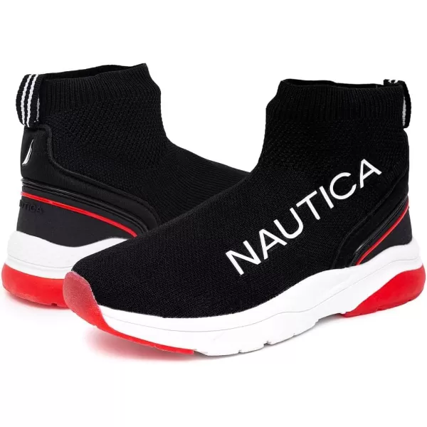 Nautica Kids Silas HighTop Sock SlipOn Sneaker with Enhanced Ankle Support  Available in Big Kid Little Kid and Toddler Sizes for Boys and GirlsBlackRed