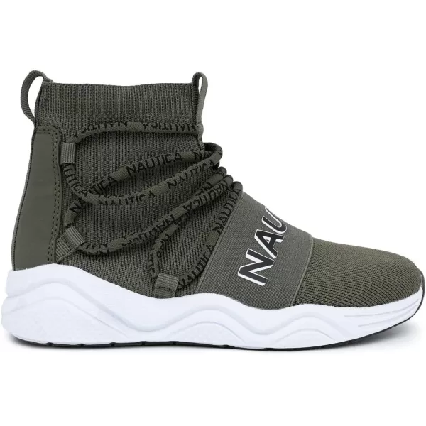Nautica Kids Silas HighTop Sock SlipOn Sneaker with Enhanced Ankle Support  Available in Big Kid Little Kid and Toddler Sizes for Boys and GirlsLaceolive Black Pop