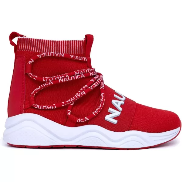 Nautica Kids Silas HighTop Sock SlipOn Sneaker with Enhanced Ankle Support  Available in Big Kid Little Kid and Toddler Sizes for Boys and GirlsLacered White Pop