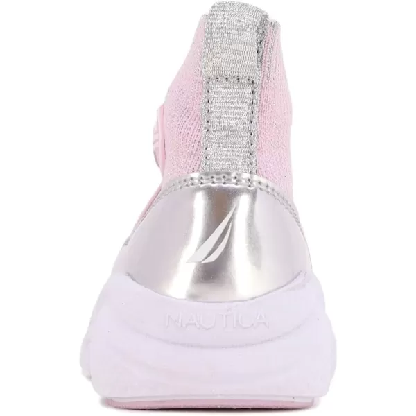 Nautica Kids Silas HighTop Sock SlipOn Sneaker with Enhanced Ankle Support  Available in Big Kid Little Kid and Toddler Sizes for Boys and GirlsPink Silver