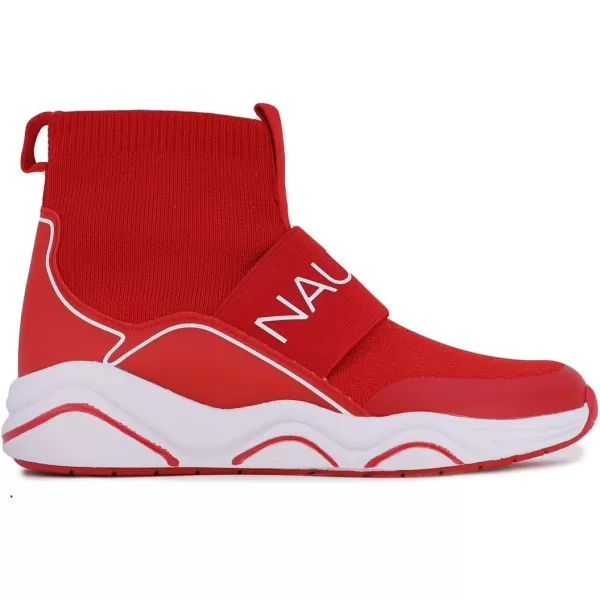 Nautica Kids Silas HighTop Sock SlipOn Sneaker with Enhanced Ankle Support  Available in Big Kid Little Kid and Toddler Sizes for Boys and GirlsRed White Pop