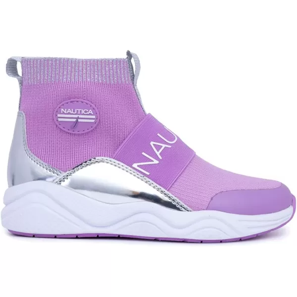 Nautica Kids Silas HighTop Sock SlipOn Sneaker with Enhanced Ankle Support  Available in Big Kid Little Kid and Toddler Sizes for Boys and GirlsViolet Silver