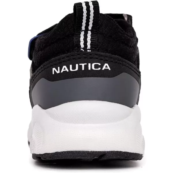 Nautica Kids Sneakers with Adjustable Strap and Bungee Straps  Comfortable Casual Shoes for Boys and Girls ToddlerLittle KidBlack Grey Cobaltlake Sky