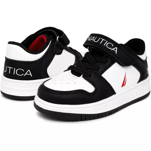 Nautica Kids Sneakers with Adjustable Strap and Bungee Straps  Comfortable Casual Shoes for Boys and Girls ToddlerLittle KidBlack White
