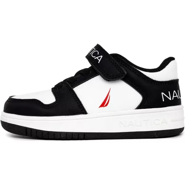 Nautica Kids Sneakers with Adjustable Strap and Bungee Straps  Comfortable Casual Shoes for Boys and Girls ToddlerLittle KidBlack White