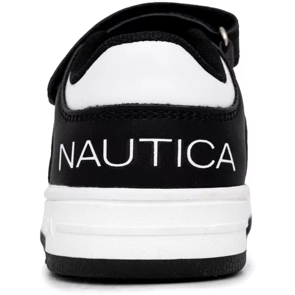 Nautica Kids Sneakers with Adjustable Strap and Bungee Straps  Comfortable Casual Shoes for Boys and Girls ToddlerLittle KidBlack White