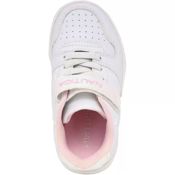 Nautica Kids Sneakers with Adjustable Strap and Bungee Straps  Comfortable Casual Shoes for Boys and Girls ToddlerLittle KidCrystal Whitemanetta