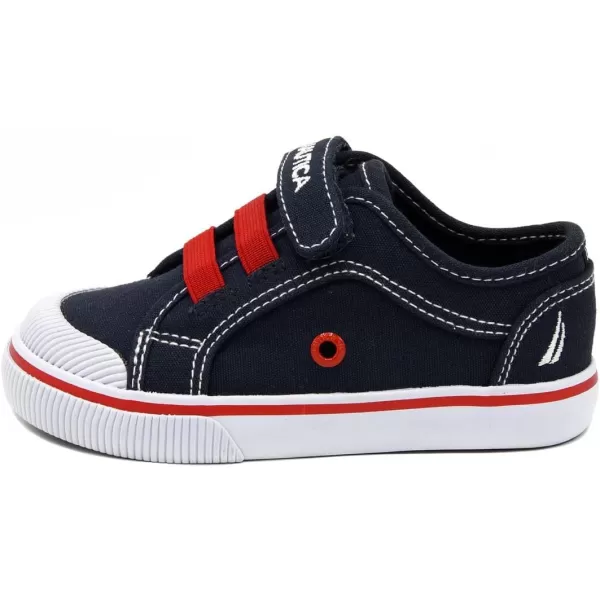 Nautica Kids Sneakers with Adjustable Strap and Bungee Straps  Comfortable Casual Shoes for Boys and Girls ToddlerLittle KidNavyRed