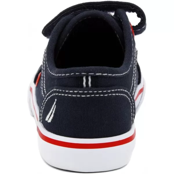 Nautica Kids Sneakers with Adjustable Strap and Bungee Straps  Comfortable Casual Shoes for Boys and Girls ToddlerLittle KidNavyRed