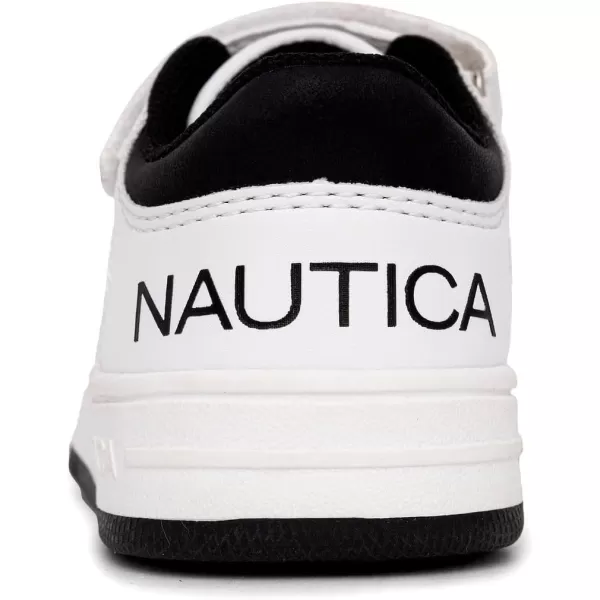 Nautica Kids Sneakers with Adjustable Strap and Bungee Straps  Comfortable Casual Shoes for Boys and Girls ToddlerLittle KidWhite Black