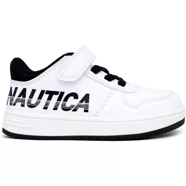 Nautica Kids Sneakers with Adjustable Strap and Bungee Straps  Comfortable Casual Shoes for Boys and Girls ToddlerLittle KidWhite Blackcaraoni