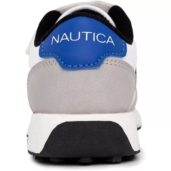 Nautica Kids Sneakers with Adjustable Strap and Bungee Straps  Comfortable Casual Shoes for Boys and Girls ToddlerLittle KidWhite Grey Blue