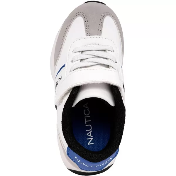 Nautica Kids Sneakers with Adjustable Strap and Bungee Straps  Comfortable Casual Shoes for Boys and Girls ToddlerLittle KidWhite Grey Blue