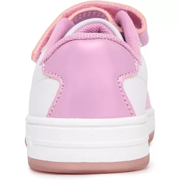 Nautica Kids Sneakers with Adjustable Strap and Bungee Straps  Comfortable Casual Shoes for Boys and Girls ToddlerLittle KidWhite Light Pink Iridescent