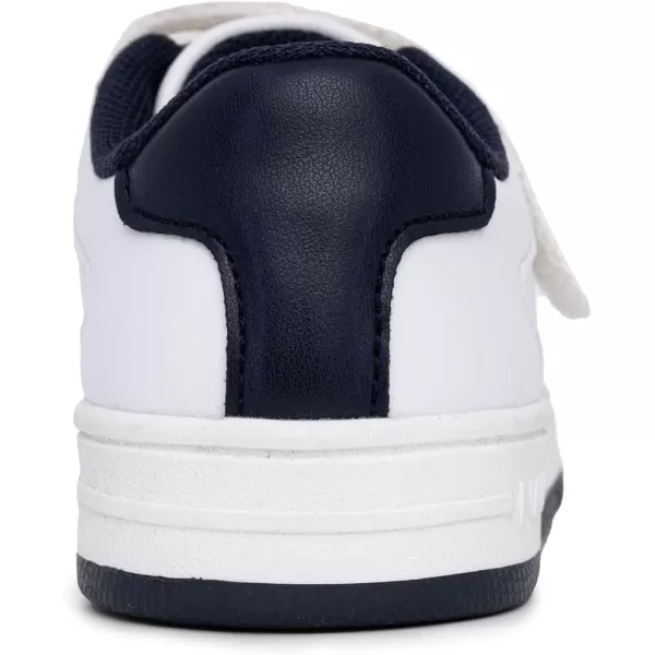 Nautica Kids Sneakers with Adjustable Strap and Bungee Straps  Comfortable Casual Shoes for Boys and Girls ToddlerLittle KidWhite Navy Popstafford Vt