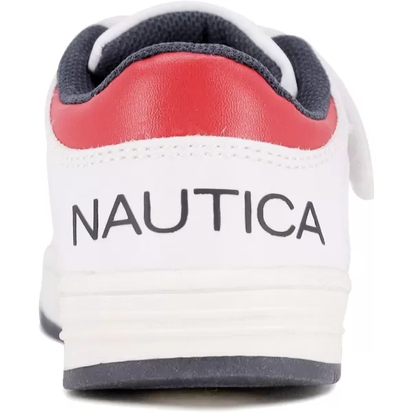 Nautica Kids Sneakers with Adjustable Strap and Bungee Straps  Comfortable Casual Shoes for Boys and Girls ToddlerLittle KidWhite Navy Redcaraoni