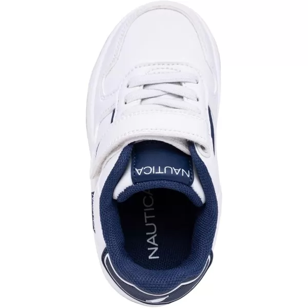 Nautica Kids Sneakers with Adjustable Strap and Bungee Straps  Comfortable Casual Shoes for Boys and Girls ToddlerLittle KidWhite Navyalmiana