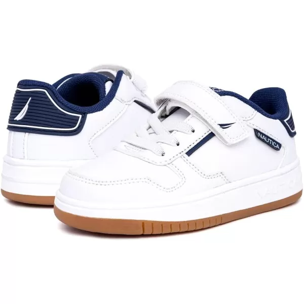 Nautica Kids Sneakers with Adjustable Strap and Bungee Straps  Comfortable Casual Shoes for Boys and Girls ToddlerLittle KidWhite Navyalmiana