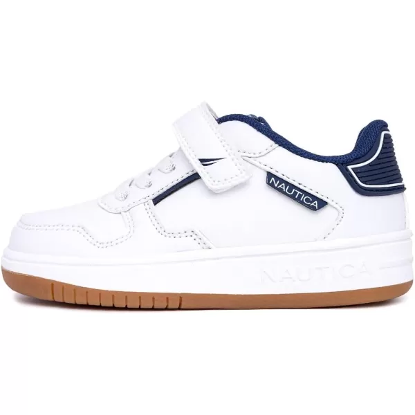 Nautica Kids Sneakers with Adjustable Strap and Bungee Straps  Comfortable Casual Shoes for Boys and Girls ToddlerLittle KidWhite Navyalmiana
