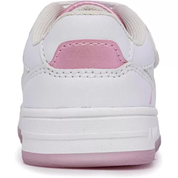 Nautica Kids Sneakers with Adjustable Strap and Bungee Straps  Comfortable Casual Shoes for Boys and Girls ToddlerLittle KidWhite Pearl Pink Metallic