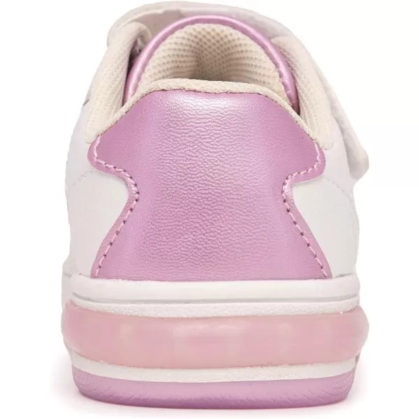 Nautica Kids Sneakers with Adjustable Strap and Bungee Straps  Comfortable Casual Shoes for Boys and Girls ToddlerLittle KidWhite Pink Iridescent