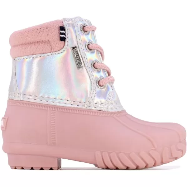 Nautica Kids Snow Rain Boots Waterproof Duck Boot Shoes for Boys and Girls Available in Sizes for Big Kids Little Kids and ToddlersIridescent Pink