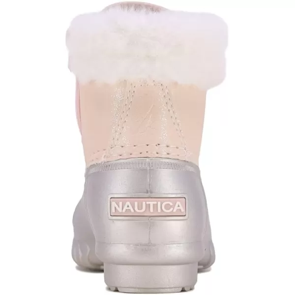 Nautica Kids Snow Rain Boots Waterproof Duck Boot Shoes for Boys and Girls Available in Sizes for Big Kids Little Kids and ToddlersLight Pink Silver