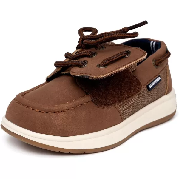 Nautica Kids Spinnaker Youth Boat Shoe Casual Loafer 2 Eye Lace Little KidBig KidCognac Texturedbeni