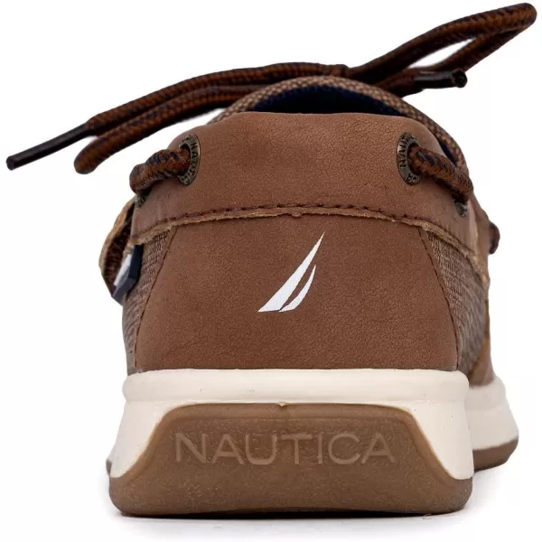 Nautica Kids Spinnaker Youth Boat Shoe Casual Loafer 2 Eye Lace Little KidBig KidCognac Texturedbeni