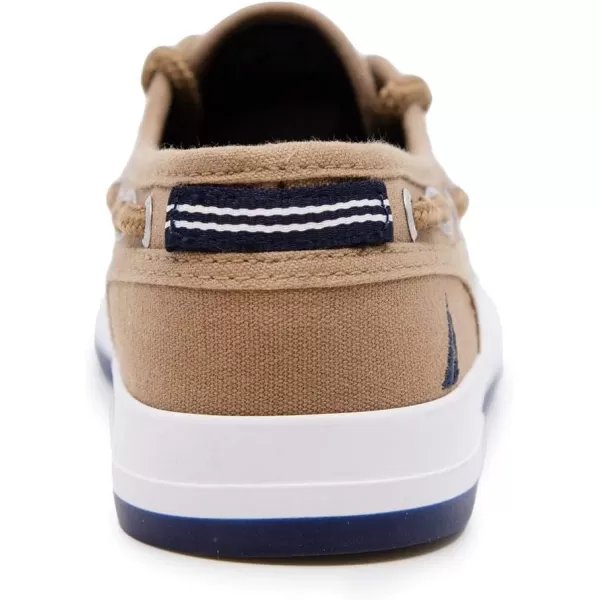 Nautica Kids Spinnaker Youth Boat Shoe Casual Loafer 2 Eye Lace Little KidBig KidCostal Camel Canvas