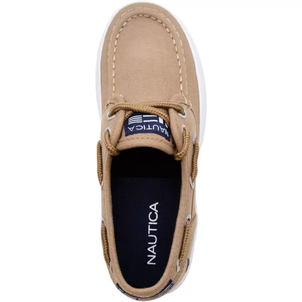 Nautica Kids Spinnaker Youth Boat Shoe Casual Loafer 2 Eye Lace Little KidBig KidCostal Camel Canvas