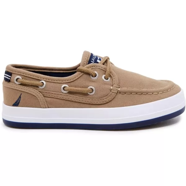Nautica Kids Spinnaker Youth Boat Shoe Casual Loafer 2 Eye Lace Little KidBig KidCostal Camel Canvas