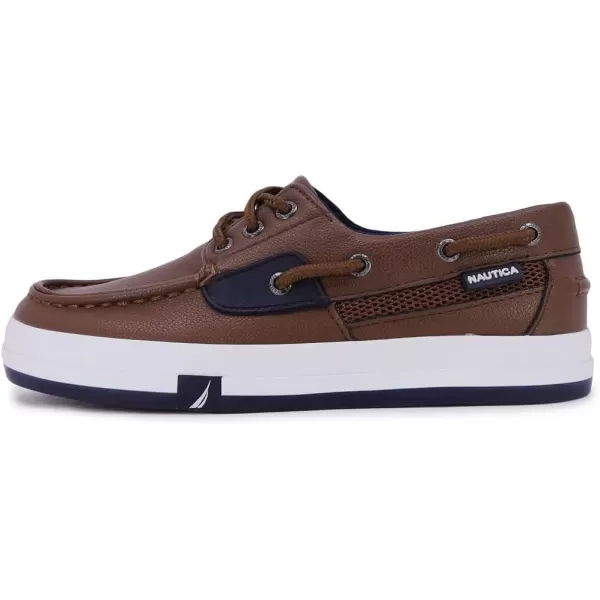 Nautica Kids Spinnaker Youth Boat Shoe Casual Loafer 2 Eye Lace Little KidBig KidDark Tan