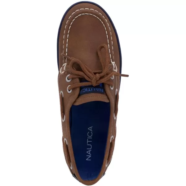 Nautica Kids Spinnaker Youth Boat Shoe Casual Loafer 2 Eye Lace Little KidBig KidTan Pebbled