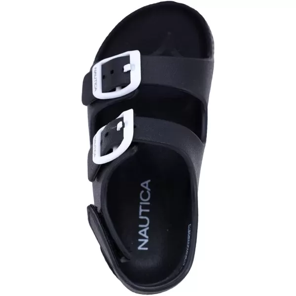 Nautica Kids Toddler Open Toe Sandal 2 Buckle Straps EVA Comfort Slide Outdoor Back Strap Casual Sandals Float Boat Boy  GirlToddlerLittle KidBlack White