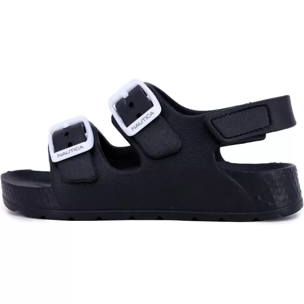 Nautica Kids Toddler Open Toe Sandal 2 Buckle Straps EVA Comfort Slide Outdoor Back Strap Casual Sandals Float Boat Boy  GirlToddlerLittle KidBlack White