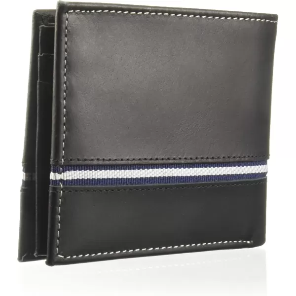 Nautica Logo Ribbon Leather WalletNautica Mens Logo Ribbon Leather Bifold Bifold Wallet Black Black