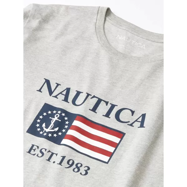 Nautica Mens 100 Cotton Patriotic Logo Graphic TShirtGrey