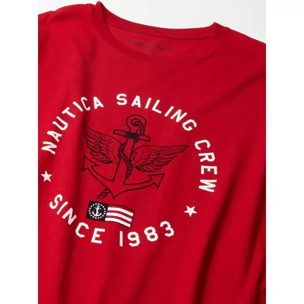 Nautica Mens 100 Cotton Patriotic Logo Graphic TShirtTrue Red