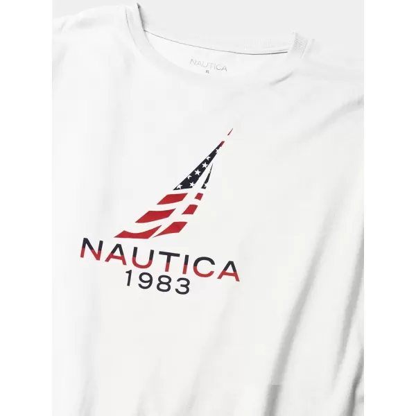 Nautica Mens 100 Cotton Patriotic Logo Graphic TShirtWhite