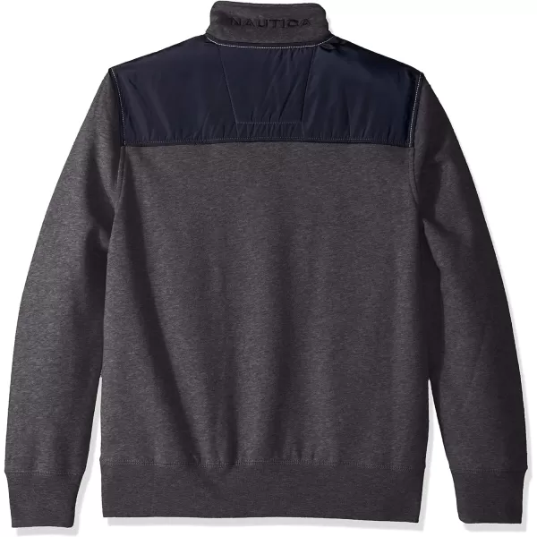 Nautica Mens 14 Zip Pieced Fleece SweatshirtCharcoal Heather