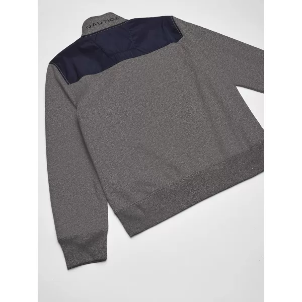 Nautica Mens 14 Zip Pieced Fleece SweatshirtCharcoal Heather