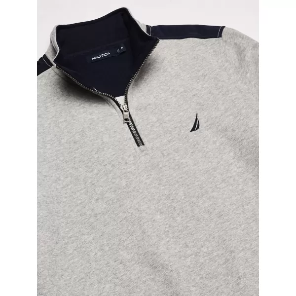 Nautica Mens 14 Zip Pieced Fleece SweatshirtGrey Heather
