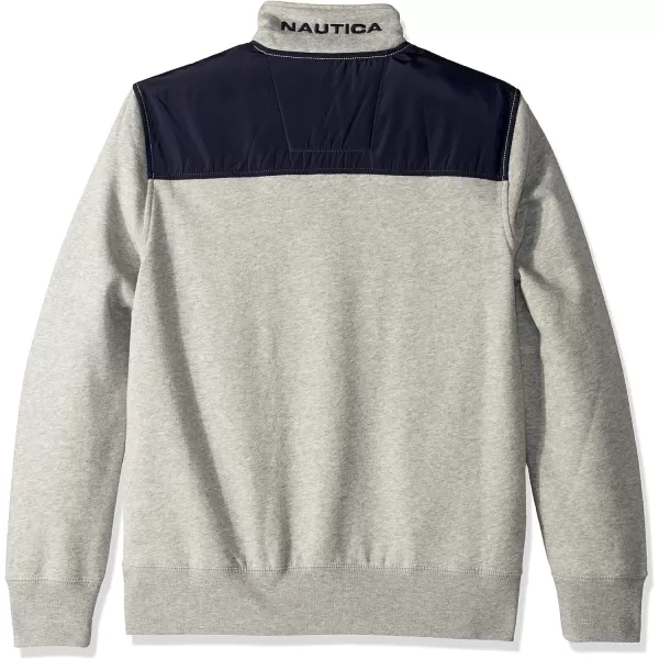 Nautica Mens 14 Zip Pieced Fleece SweatshirtGrey Heather