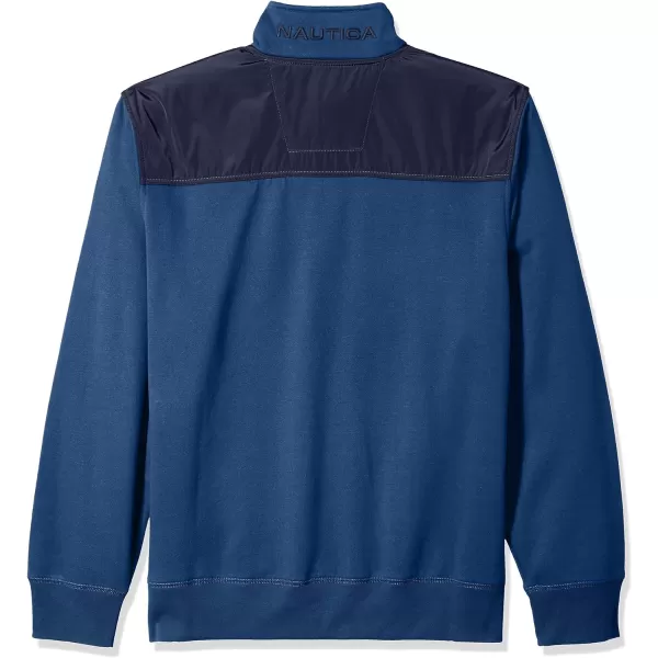 Nautica Mens 14 Zip Pieced Fleece SweatshirtMonaco Blue