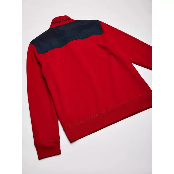 Nautica Mens 14 Zip Pieced Fleece SweatshirtNautica Red