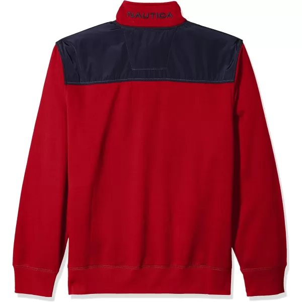 Nautica Mens 14 Zip Pieced Fleece SweatshirtNautica Red