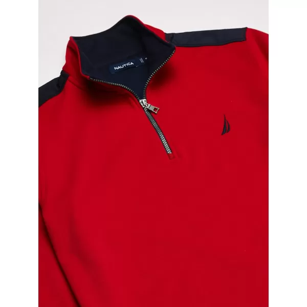 Nautica Mens 14 Zip Pieced Fleece SweatshirtNautica Red