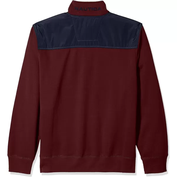 Nautica Mens 14 Zip Pieced Fleece SweatshirtRoyal Burgundy